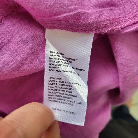 Rafaella Womens Top 2X Plus Roll Tab Sleeve Lavender Swiss Dot Asymmetric PUR70E - Picture 9 of 9